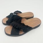 Vionic Womens Azalea Suede Ruffle Criss Cross Slide Sandals Size 8.5 Black Photo 1