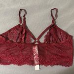 None Red Lace Bra with Scalloped Edges Photo 1