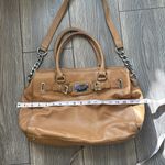 Michael Kors XL Hamilton Crossbody satchel Handbag tan pebble Leather chain Photo 12