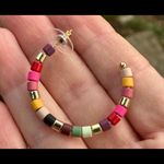 Multi color beaded semi hoop earrings Photo 4