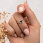 Gold Plated Blue Topaz Solitaire Ring Size 6 Minimalist Dainty Jewelry NWT Photo 1