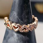 Rose Gold Hearts Band Style Ring Adjustable Pink Photo 1