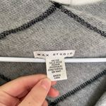 Max Studio EUC |  women’s acrylic‎ gray striped double layer poncho sweater Photo 3