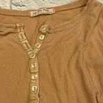 Free People  we the free long sleeve peach orange tan ribbed Henley Top XS Photo 1