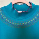 Vintage Belvedere Teal Patterned 90s Artsy Sweatshirt Size Medium Blue Photo 2