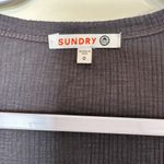 Sundry Shirred Seams Rouched Side Long Sleeve Crew Neck Top Size 0 in Blue Photo 1