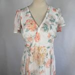 Abercrombie & Fitch Angel Sleeve Wrap Midi DressSmall CoralFloral Pink Vacation Photo 4