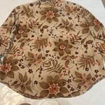 Susan Graver  XL Floral Casual Autumn Print Long Big Button Down Office Shirt Photo 4