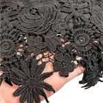 Iris  Black Eclectic Hippie Dark Romance Lace Floral Sleeveless Cropped Blouse Photo 3