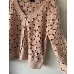 Bobeau  Pink Floral Cut Out Coquette Cotton Blend Cardigan Flare Sleeves Size XL Photo 2