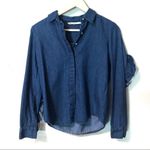 ZARA Denim Frilled Sleeve Shirt Photo 3