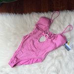 Isabella Rose Pink Smocked One Piece Strappy Swimsuit NWT Size M Photo 0