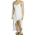 Amanda Uprichard Symone Asymmetric Ruffle Denim Maxi Dress, Ivory, XL Photo 6