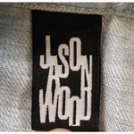 JasonWood Patchwork Embroidered Distressed Jean Jacket Size Medium Blue Photo 3