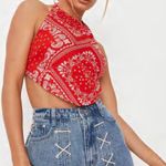 Missguided blue lace up denim shorts Photo 1