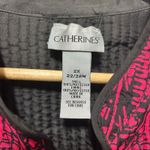 Catherines  Women Jacket 2X Pink Black Paisley Quilted Open Front Boho Chic Artsy Photo 5