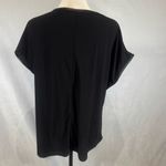 89th and Madison  black leather trimmed short sleeve keyhole top size XL Photo 3