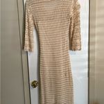 Elegant Beige Crochet Midi Dress with Slip Photo 3