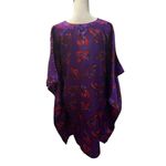 Indian Tropical Fashion Multicolored Free Size Floral Kaftan Loungewear Dress Purple Photo 5