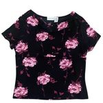 Jaclyn Smith  Floral Roses Drape Blouse Top Women’s Large Photo 0