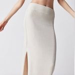 Free People Golden Hour Midi Skirt Tea Combo Ribbed Slit Cream White Size Small Photo 3