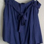 Soft Surroundings  Womens 1X Linen Blend Tie Belt Blue Shorts Beach Nautical Boho Photo 0