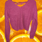 Derek Heart  Pink V Neck Sweater with Lace Back Size Small‎ Photo 0