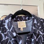 Sail To Sable  Autumn Leaf Print Puff Sleeve Shirt Dress - Hydrangea/Navy Size L Photo 2