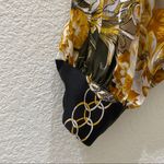 Soho NYC Green/Gold Scarf Print Front Tie Blouse S Photo 11