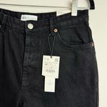 ZARA NWT  Black Denim Straight Leg Jeans Sz 8 High Rise Photo 8