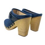 Veronica Beard  Dacey Denim Clogs Heels‎ Studded Buckle Wood Blue Size 9.5 Photo 7