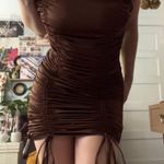 Forever 21 Mini Brown Silk Bow Dress Photo 2