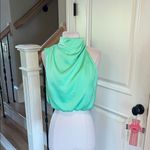 Pretty Garden Mint Green Silky Sleeveless High Neck Bubble Hem Top New Photo 1