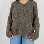 vintage cottagecore speckled brown henley knit pullover sweater cotton blend xl Photo 1