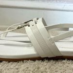 Marbella White T-Strap Sandals with Metallic Detail Photo 4