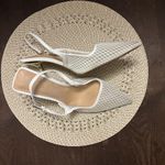 ALDO  Fiona white mesh slingback heels with gold accents Size 9.5M Photo 4