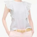J Crew Factory White Ruffle Sleeve Eyelet Cotton Top XS NWT Photo 0