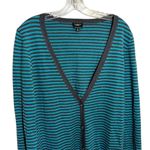 Talbots  Women's Striped Blue Merino Wool Cardigan Sweater Sz MedPreppy Academia Photo 1
