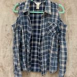 Indigo Rein Blue Plaid No-Shoulder Button Down Photo 0
