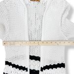 Belldini Crochet Pointelle Striped Duster Cardigan Sweater White Black Medium Photo 9
