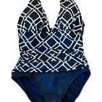 La Blanca black and white geometricāruched side halter one piece size 8 Photo 0