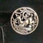 Sarah Coventry Clip On Silver Tone Scenic Deer Open Work SKU 282 Photo 1