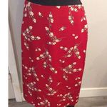 Dress Barn Floral Red Wrap Around Skirt career Large L Fitted  Photo 0