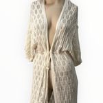 POL Crochet Ivory Beach Cover Up Kimono Cardigan Tassel Tie Waist Size S NWOT Photo 1