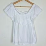 Current/Elliott Current Elliott ruffle off the shoulder knit tee shirt in white. Size 2 Photo 0