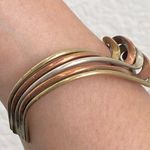 Unsigned Mixed Metal Copper Brass Silver Altered Wavelength Cuff Bracelet 17g. Photo 3