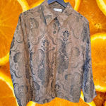Marsh Landing Tan Tapestry Style Heavyweight Button Down Blouse Size Large Photo 0