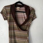 Studio Y Y2k Mocha Chocoloate Brown Geometric Print Cowl Neck Going Out Top Med Photo 2