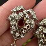 Indian Jhumka Brass & Ruby Dangling Pierced Earrings Red Photo 9