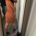 LAST ONE “With Class" Orange Knit Ribbed Button Up Long Sleeve Dress Photo 4